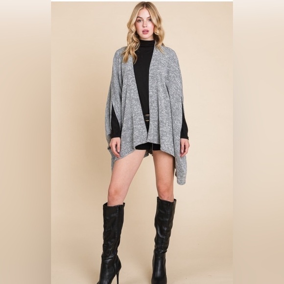 Ms Diva Plus…Beautiful Jacquard Knit Open Cardi/Wrap w/Sleeves - Picture 2 of 6